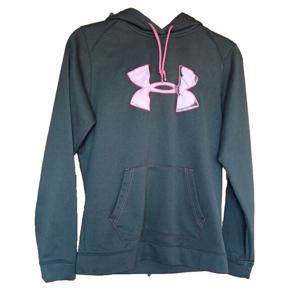 Under Armour Tops - UNDER ARMOUR Sweatshirt Women's Medium Cold Gear Hoodie, Green, Camo Pouch Logo